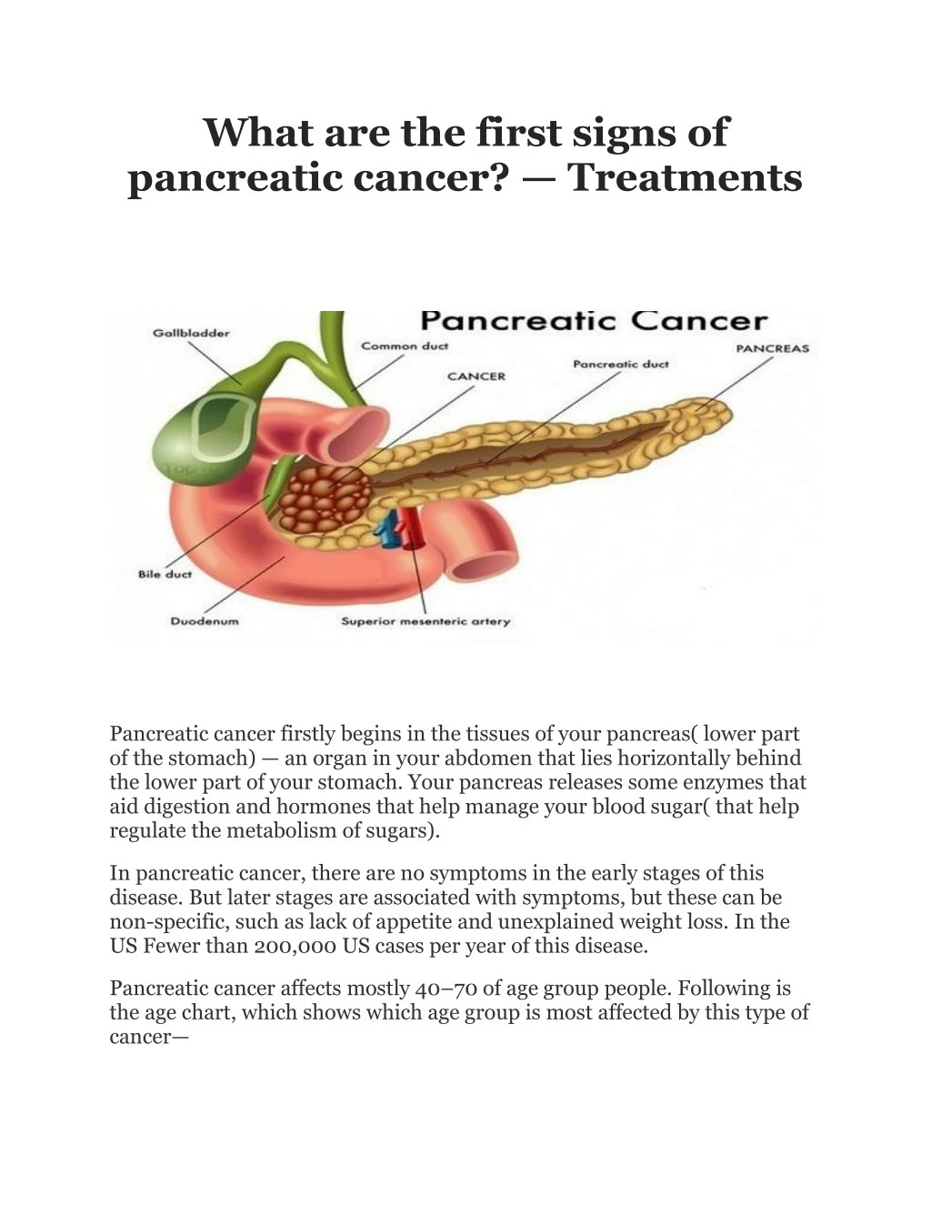 what are the first signs of pancreatic cancer