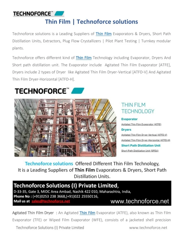 Thin Film | Technoforce solutions