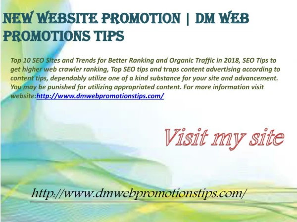 New Website Promotion | DM Web Promotions Tips