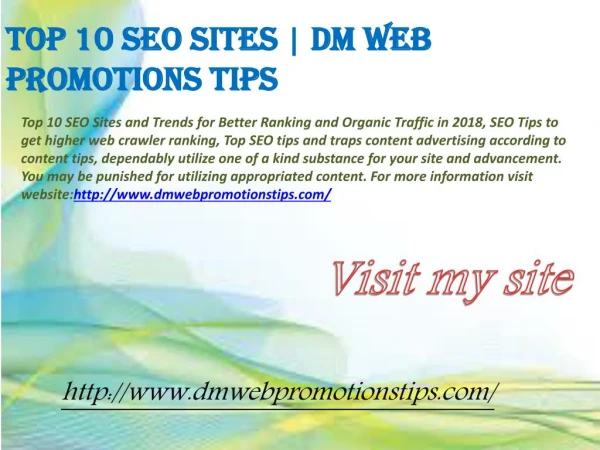 Top 10 SEO Sites | DM Web Promotions Tips