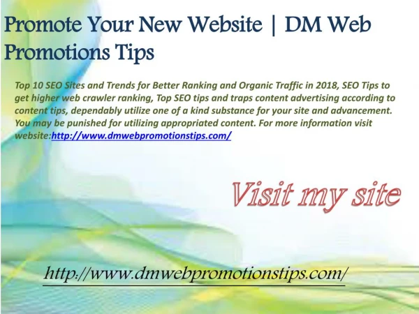 Promote Your New Website | DM Web Promotions Tips