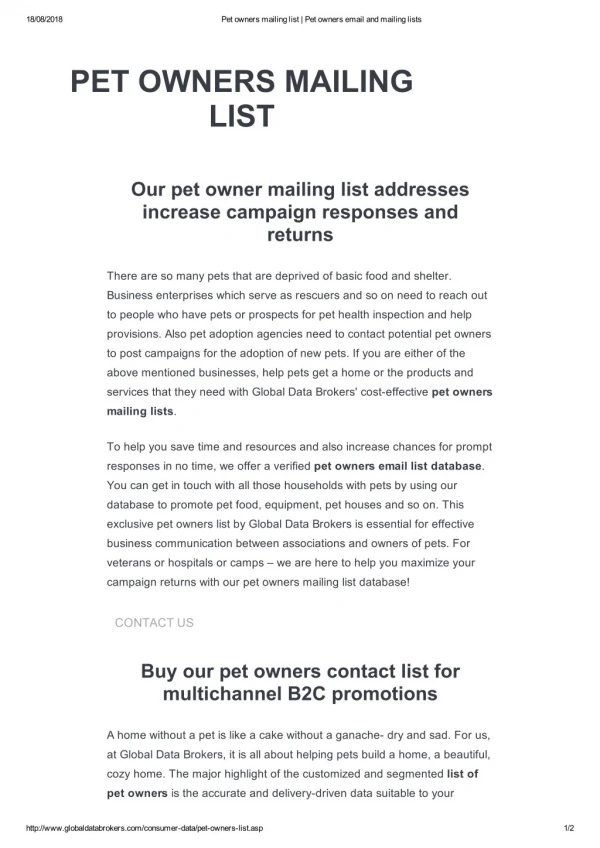 Pet owners email list