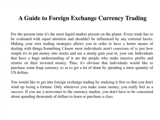 A Guide to Foreign Exchange Currency Trading - slide 1