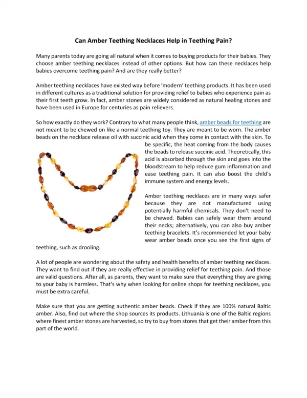 Can Amber Teething Necklaces Help in Teething Pain?