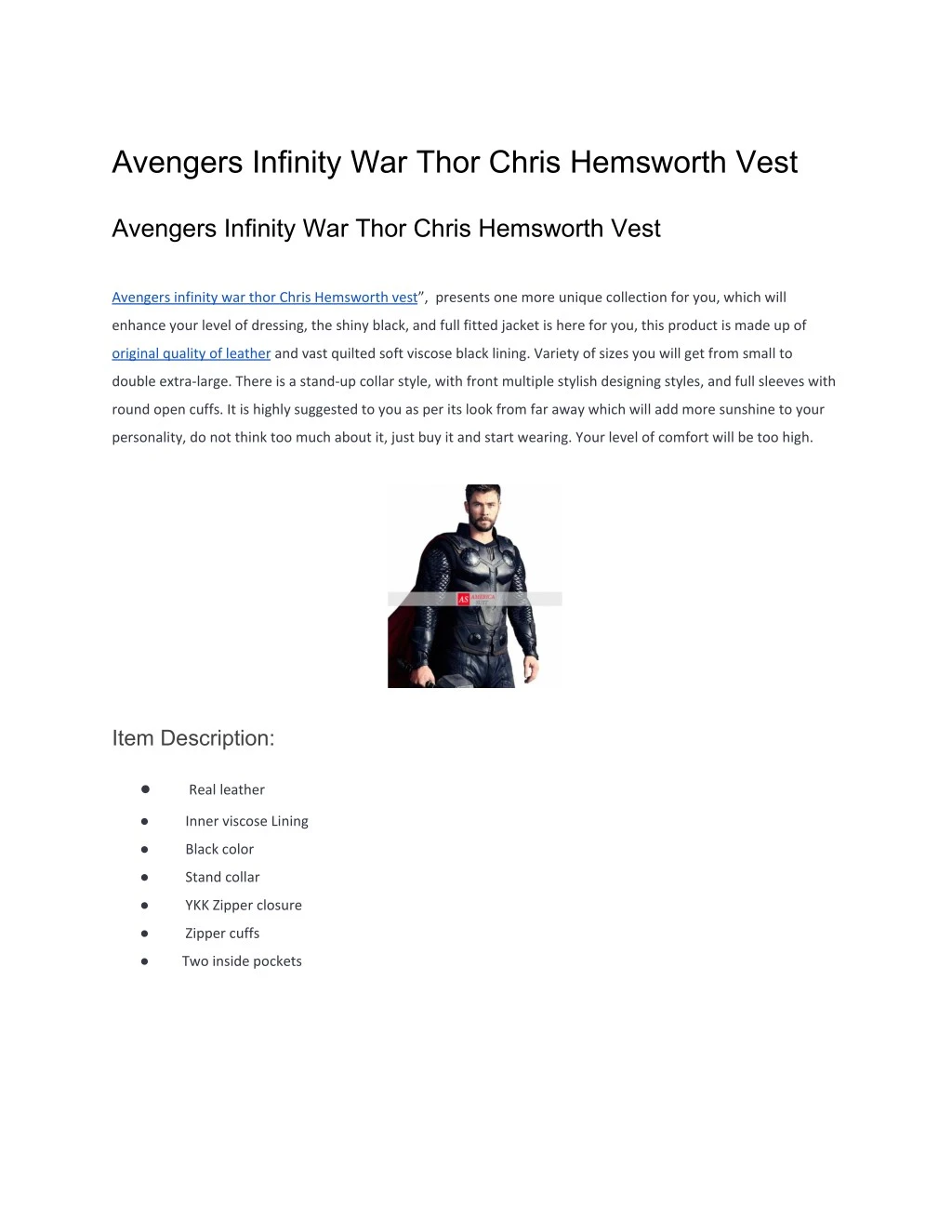 avengers infinity war thor chris hemsworth vest
