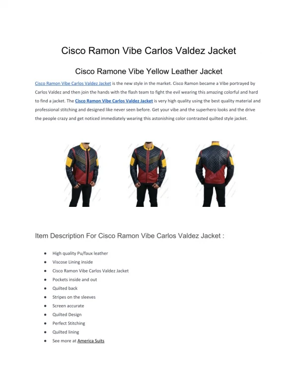 Cisco Ramon Vibe Carlos Valdez Jacket