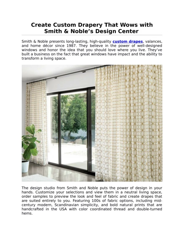 Create Custom Drapery That Wows with Smith & Noble’s Design Center
