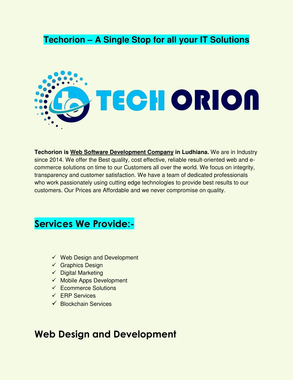 techorion a single stop for all your it solutions