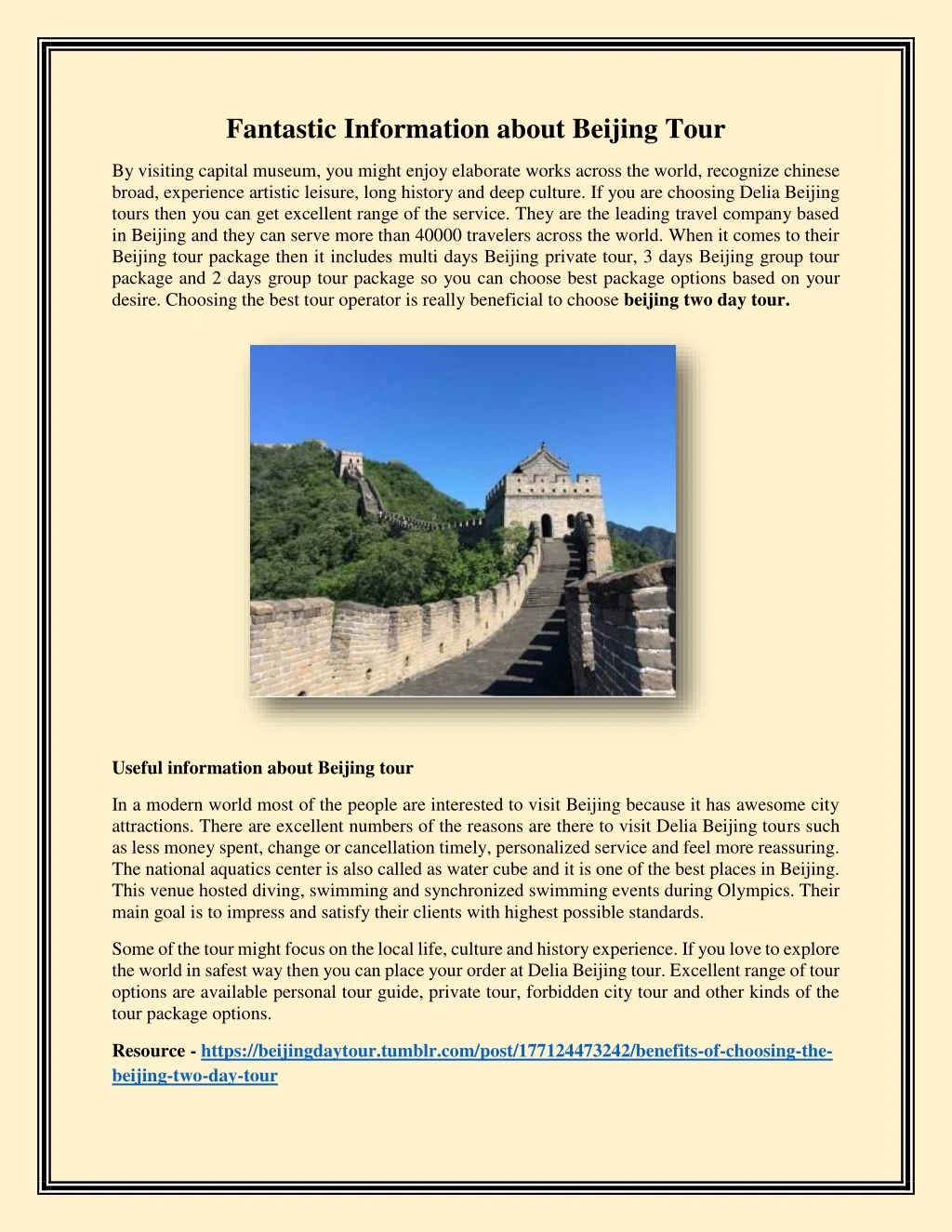 fantastic information about beijing tour