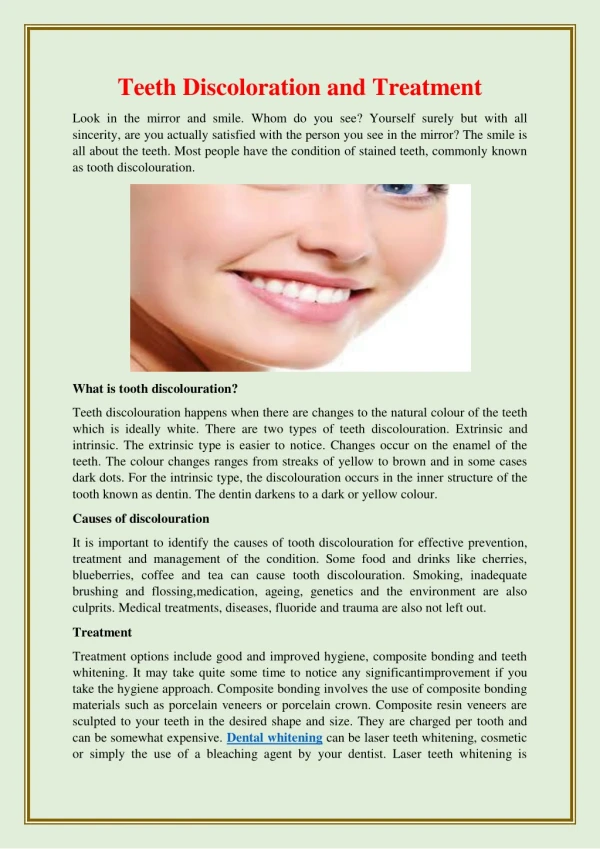 Teeth Discoloration and Treatment