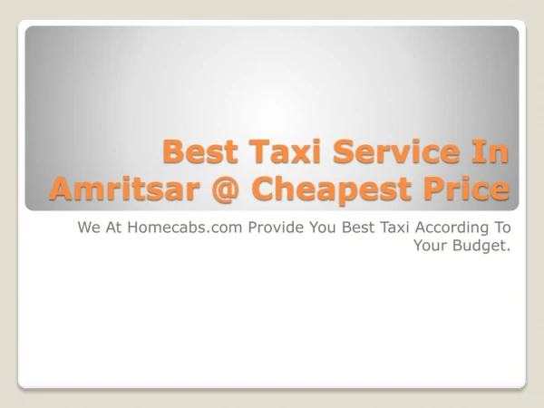 Taxi service in Amritsar