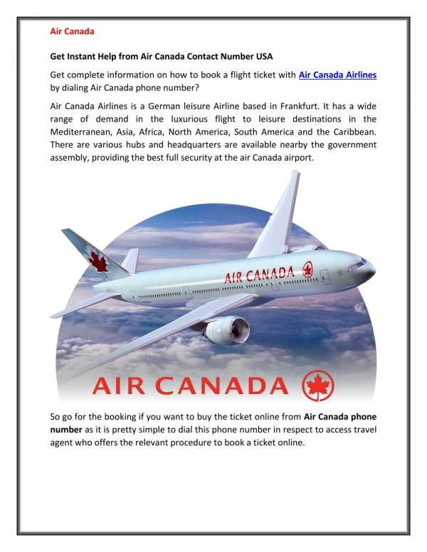 Get Information Regarding Air Canada Reservation from Air Canada Customer Service