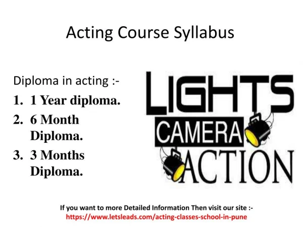 Best acting class in pune with syllabus