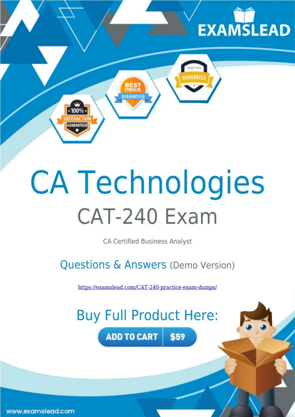 [2018] CAT-240 Dumps PDF - 100% Pass Guarantee