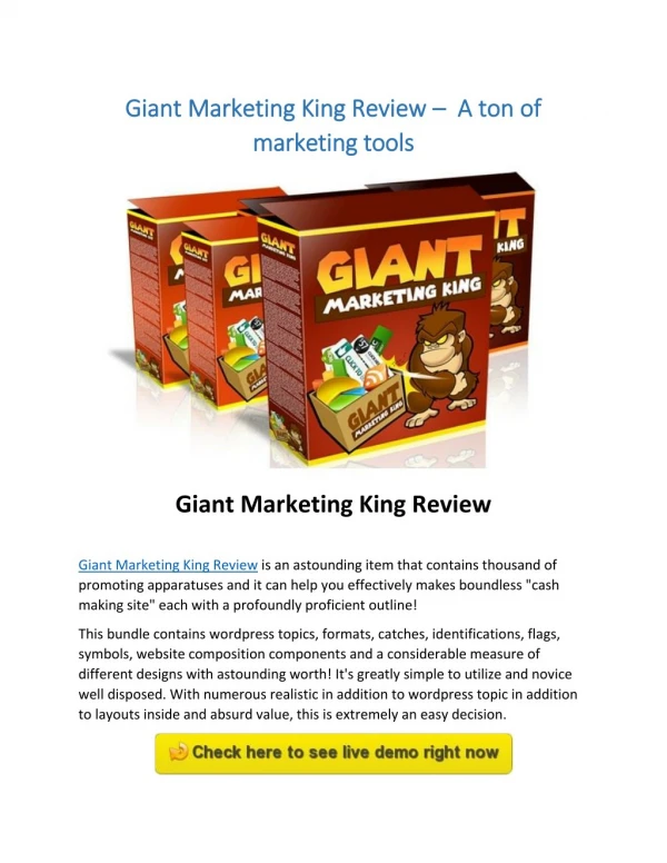 Giant Marketing King Review - Ton of creative items for your websites