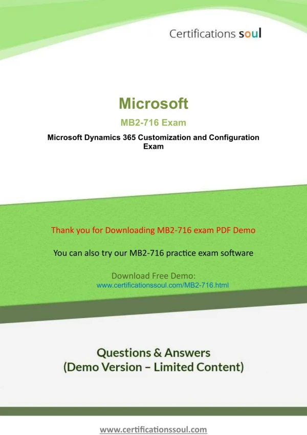 Microsoft MB2-716 MCSA: Microsoft Dynamics 365 Questions