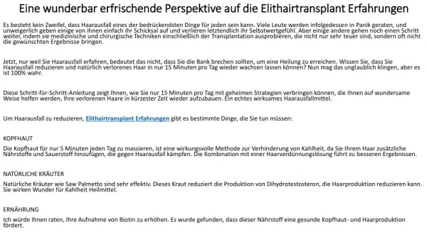 Elithairtransplant Erfahrungen