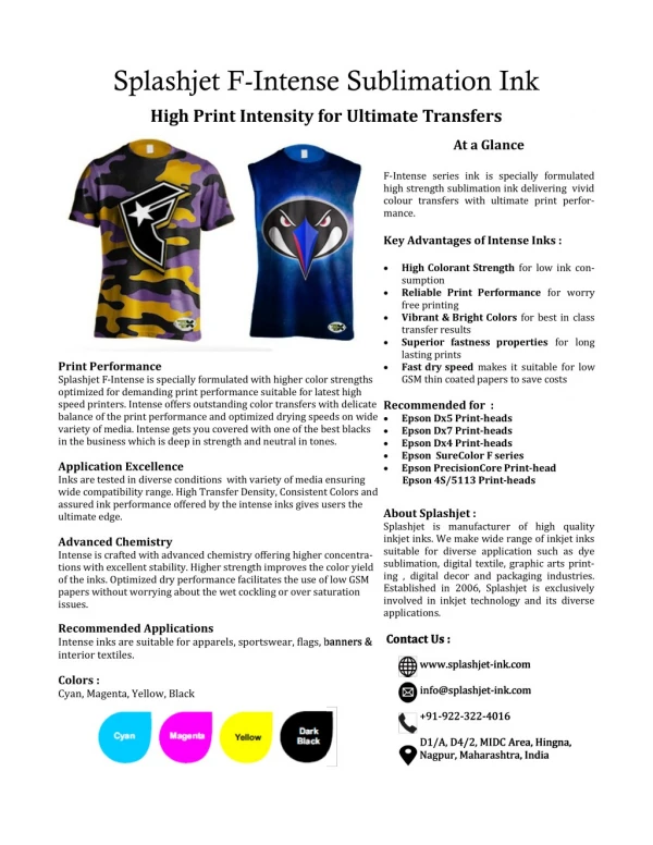 Splashjet Intense Sublimation ink