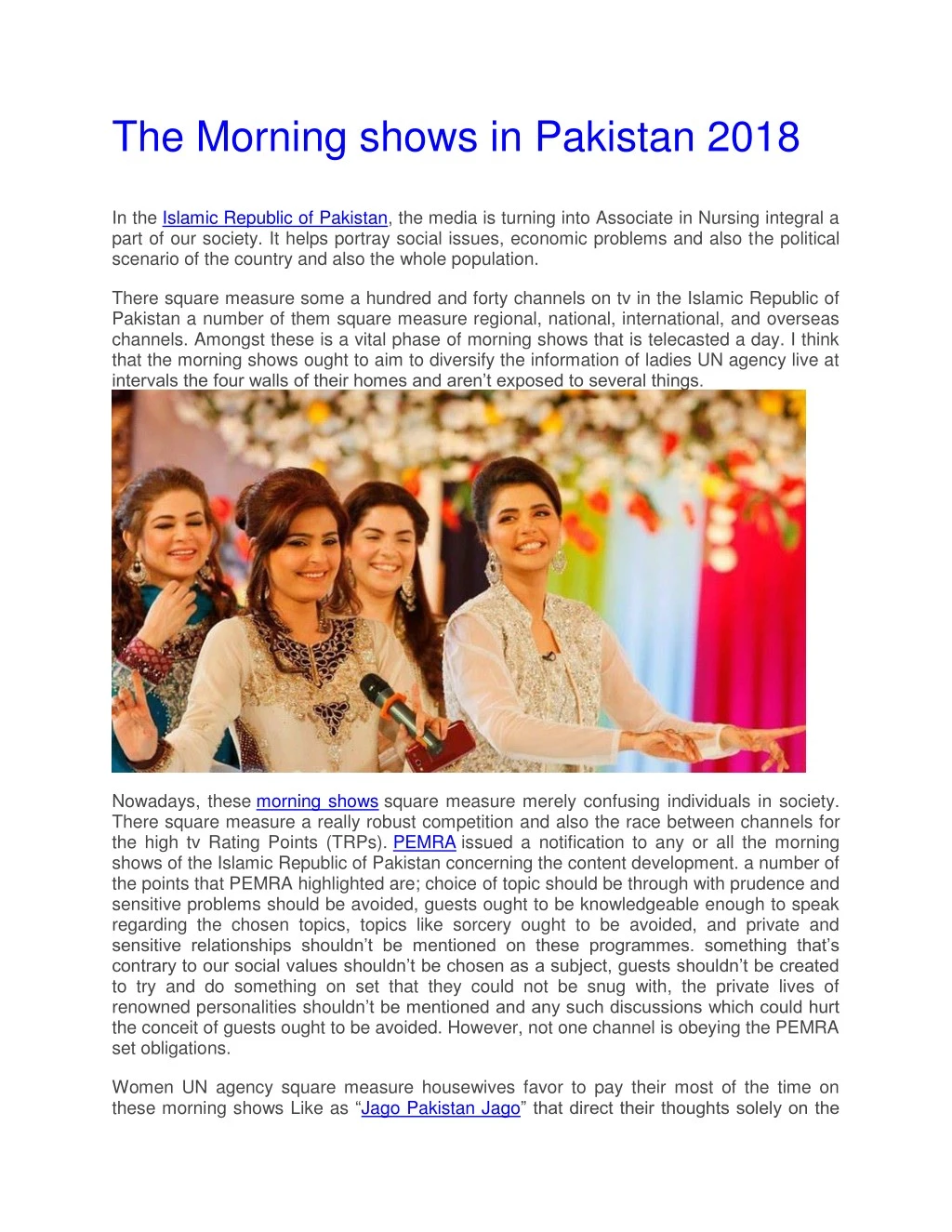the morning shows in pakistan 2018