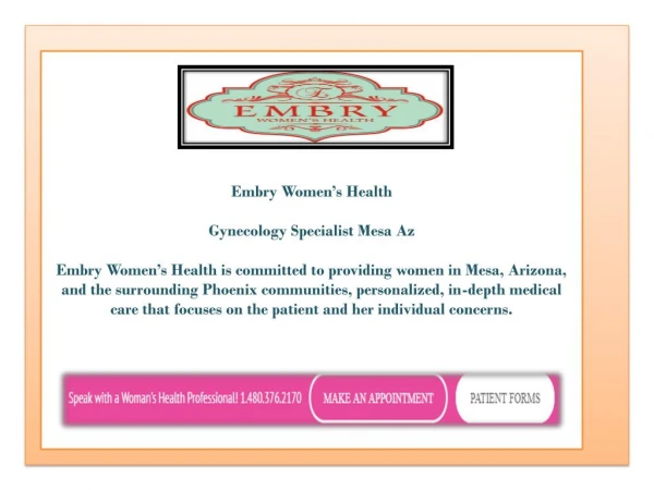 Women's Health Services | Gynecology Specialist Mesa Az - Embry Women’s Health