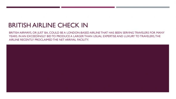 British airways check in and baggage details