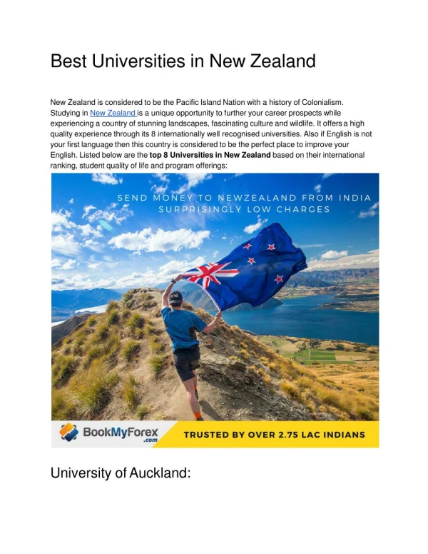 Study in Best Universities of New Zealand