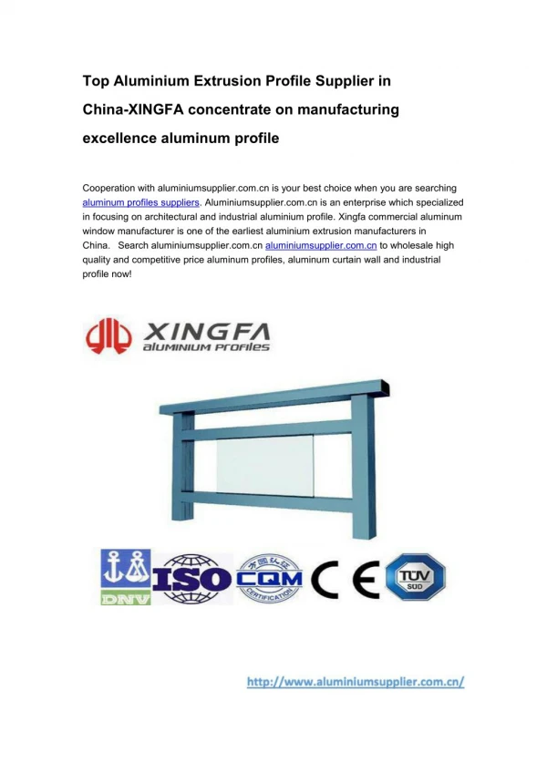 Top Aluminium Extrusion Profile Supplier in China-XINGFA concentrate on manufacturing excellence aluminum profile