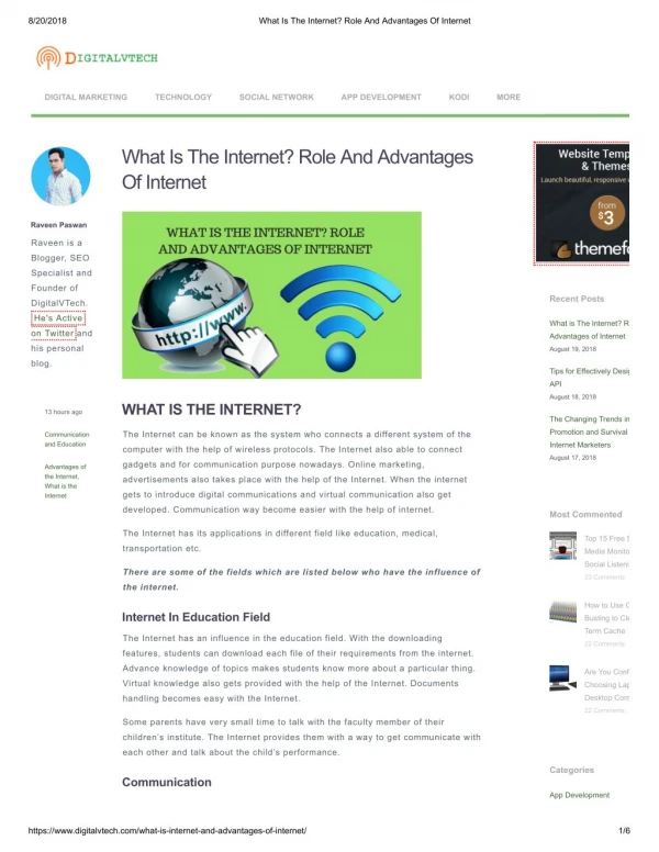What is Internet and the Advantages of Internet