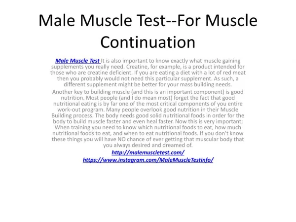 Male Muscle Test--Exlosive Muscle Gain