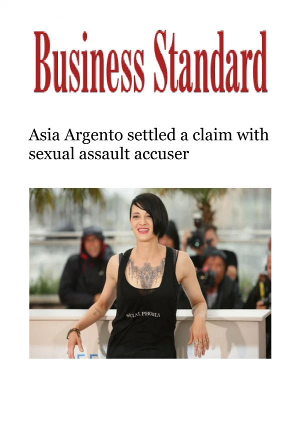 Asia Argento settled a claim with sexual assault accuser