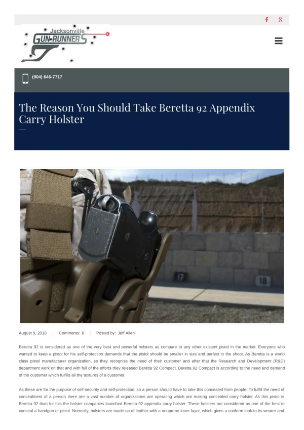Beretta 92 Appendix Carry Holster