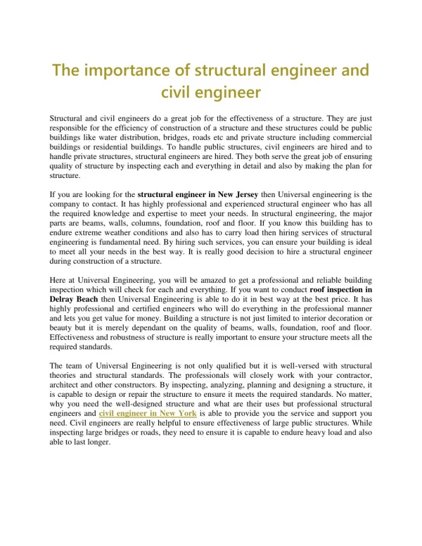 The importance of structural engineer and civil engineer