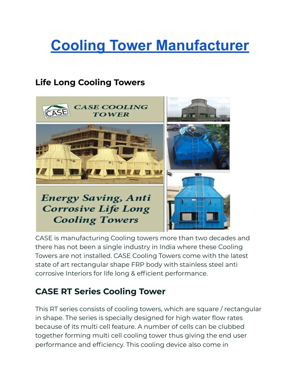 cooling tower manufacturer life long cooling