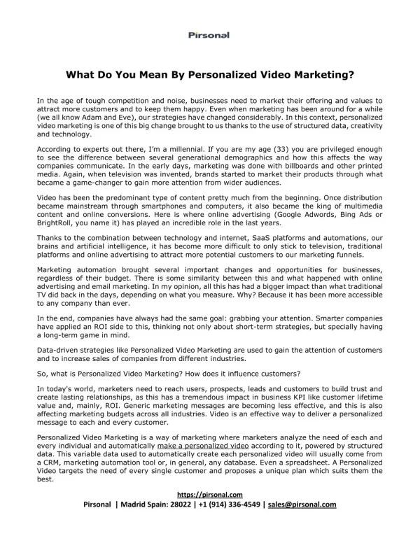 What Do You Mean By Personalized Video Marketing?