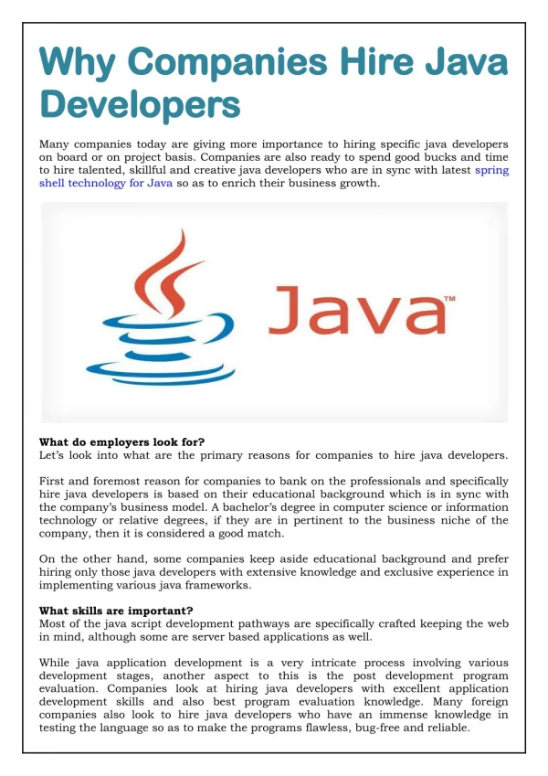 Why Companies Hire Java Developers