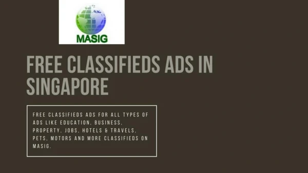 Post Free Classified Ads In Singapore At Masig