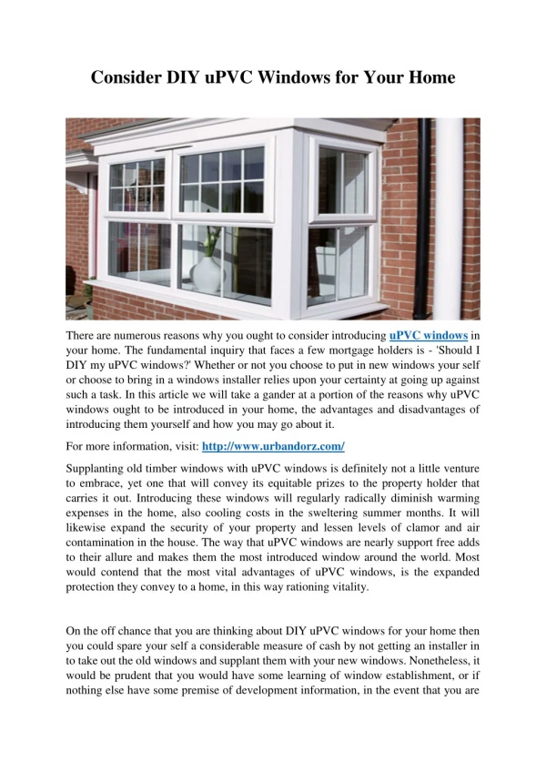 Consider DIY uPVC Windows For Your Home