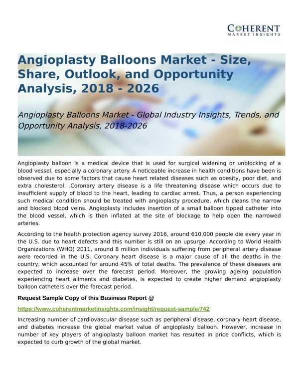 Angioplasty Balloons Market Opportunity Analysis, 2018-2026