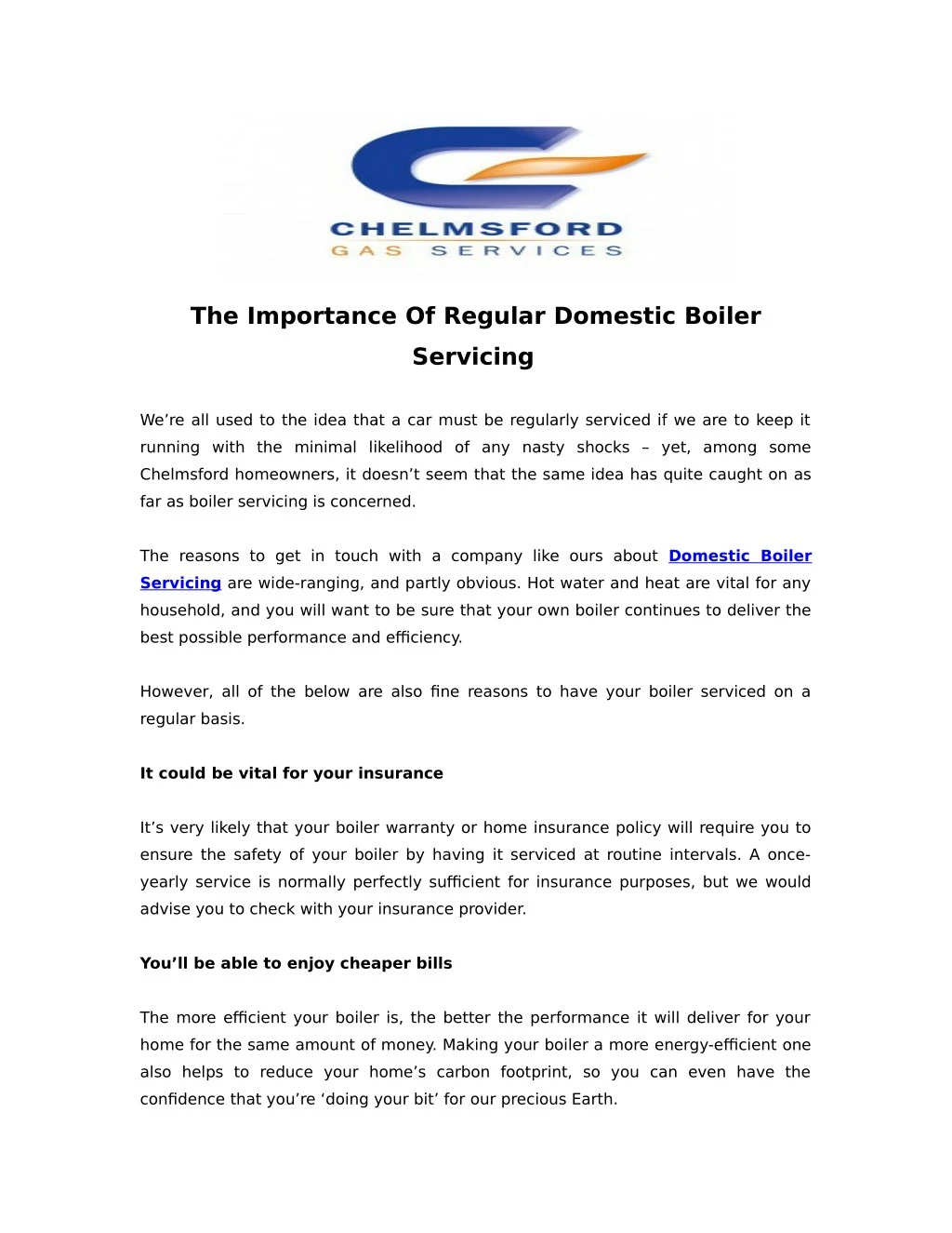 the importance of regular domestic boiler