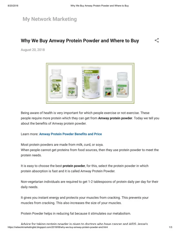 Why We Buy Amway Protein Powder and Where to Buy