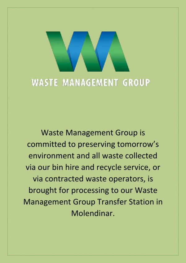 Commercial Recycling Services - Waste Management Group