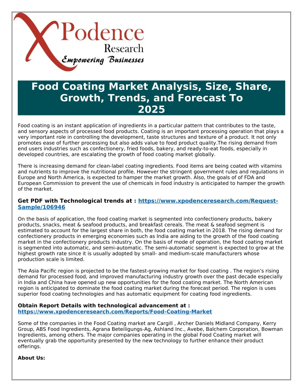 food coating market analysis size share growth