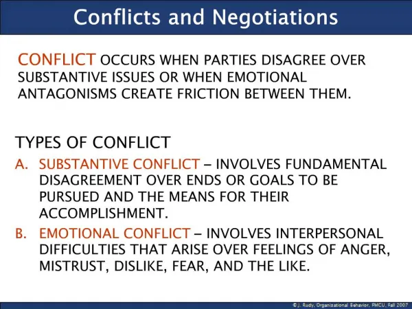 Conflicts and Negotiations