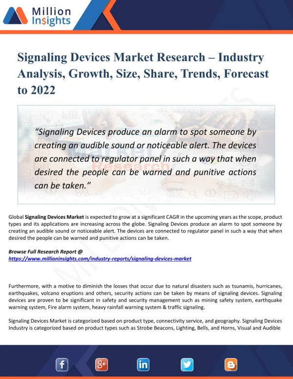 Signaling Devices Market Analysis, Key Manufacturers, Sales, Demand and Forecasts 2022