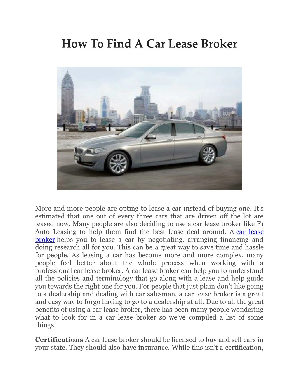 how to find a car lease broker