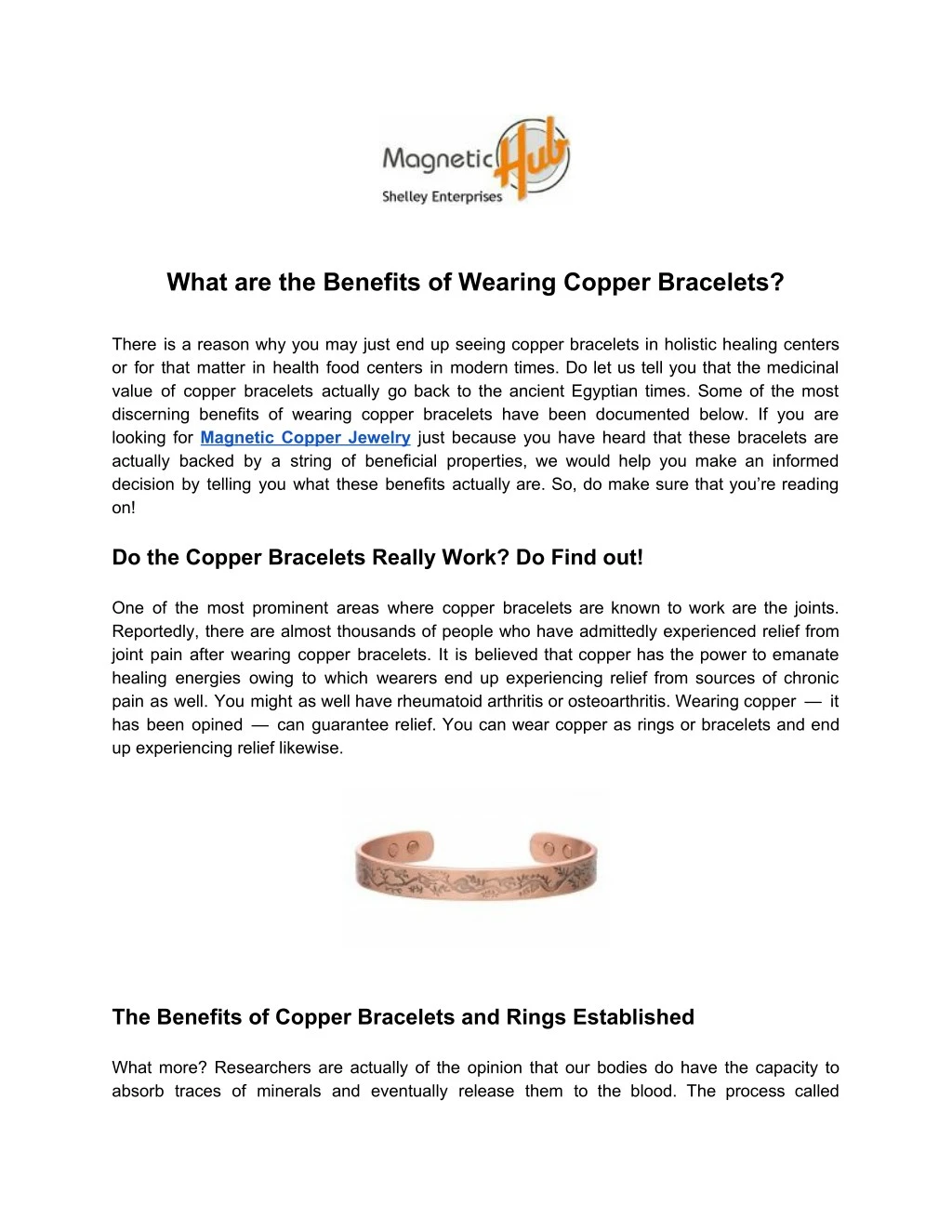 what are the benefits of wearing copper bracelets