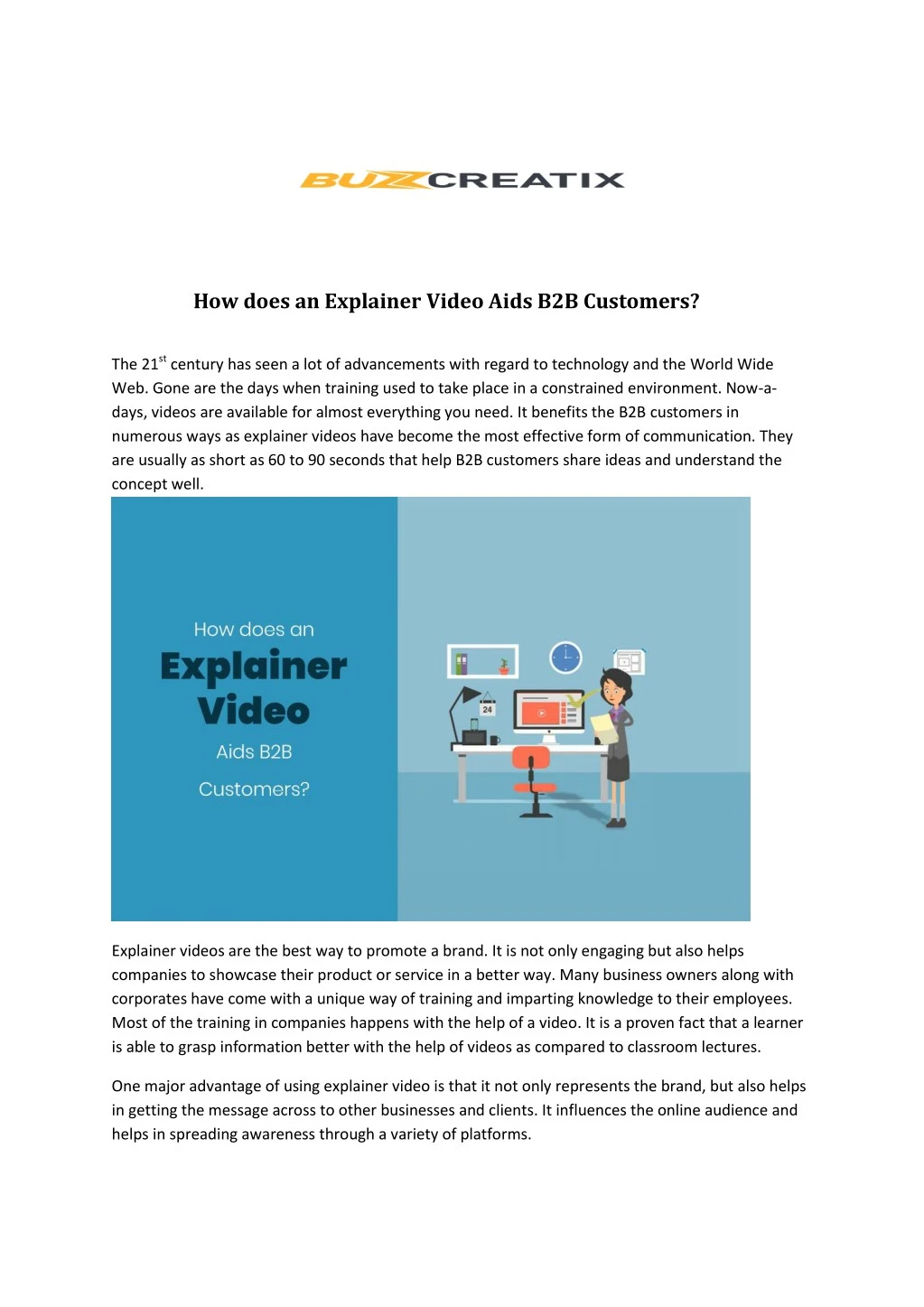 how does an explainer video aids b2b customers