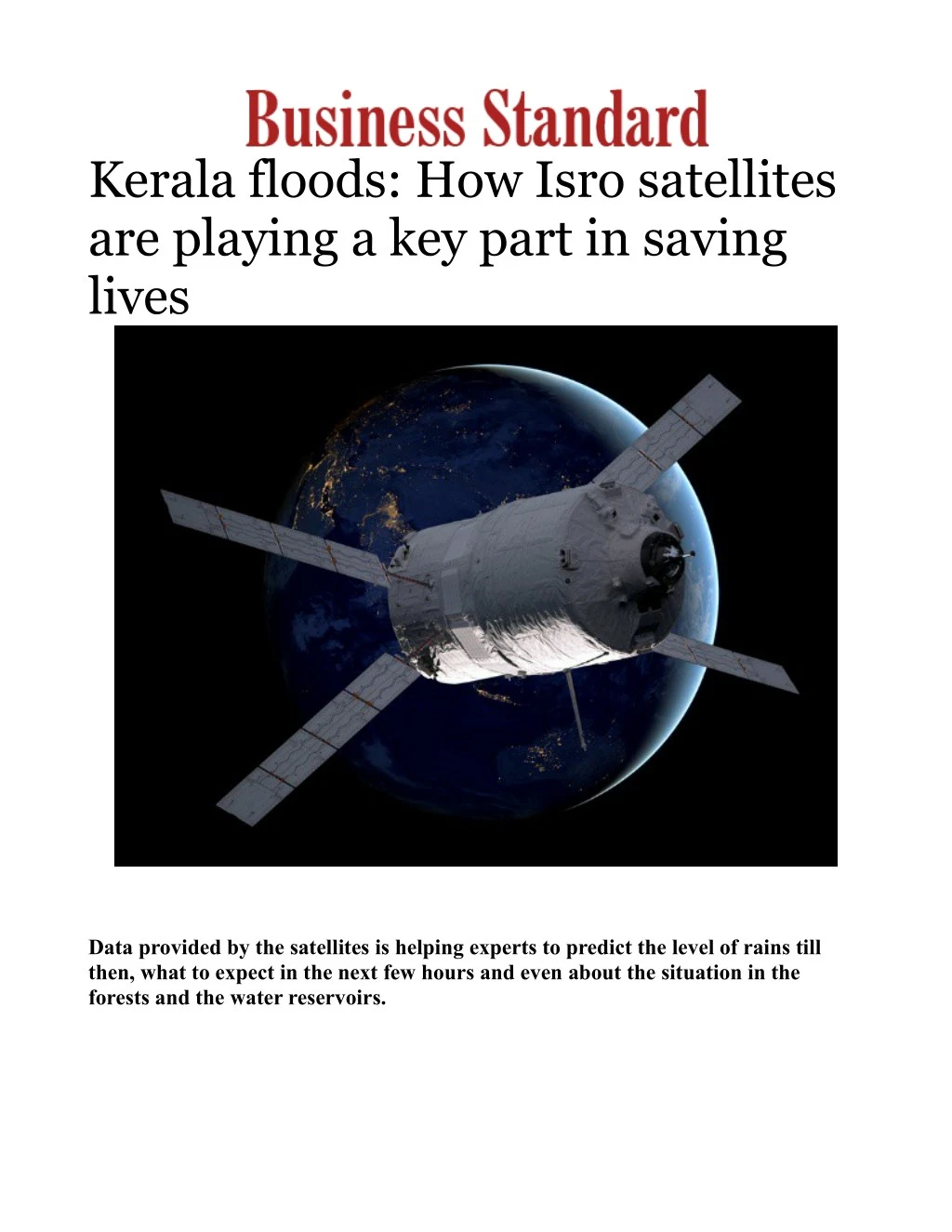 kerala floods how isro satellites are playing
