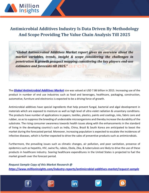 Antimicrobial Additives Market Growth Opportunities, Analysis And Forecasts Report To 2025
