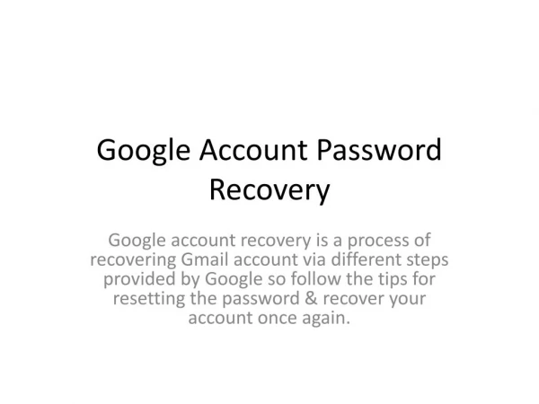 Google Account Recovery steps